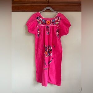 Pink Embroidered Mexican Dress